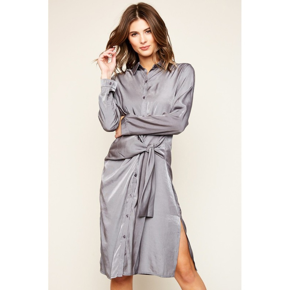 Gray shirt dress